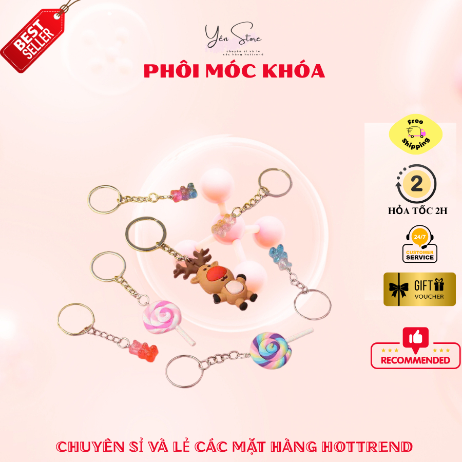 Phôi Móc Khóa Tròn Chắc Chắn Kèm Xích Treo Phụ Kiện Handmade, Làm Quà Tặng, Làm Charm, Resin